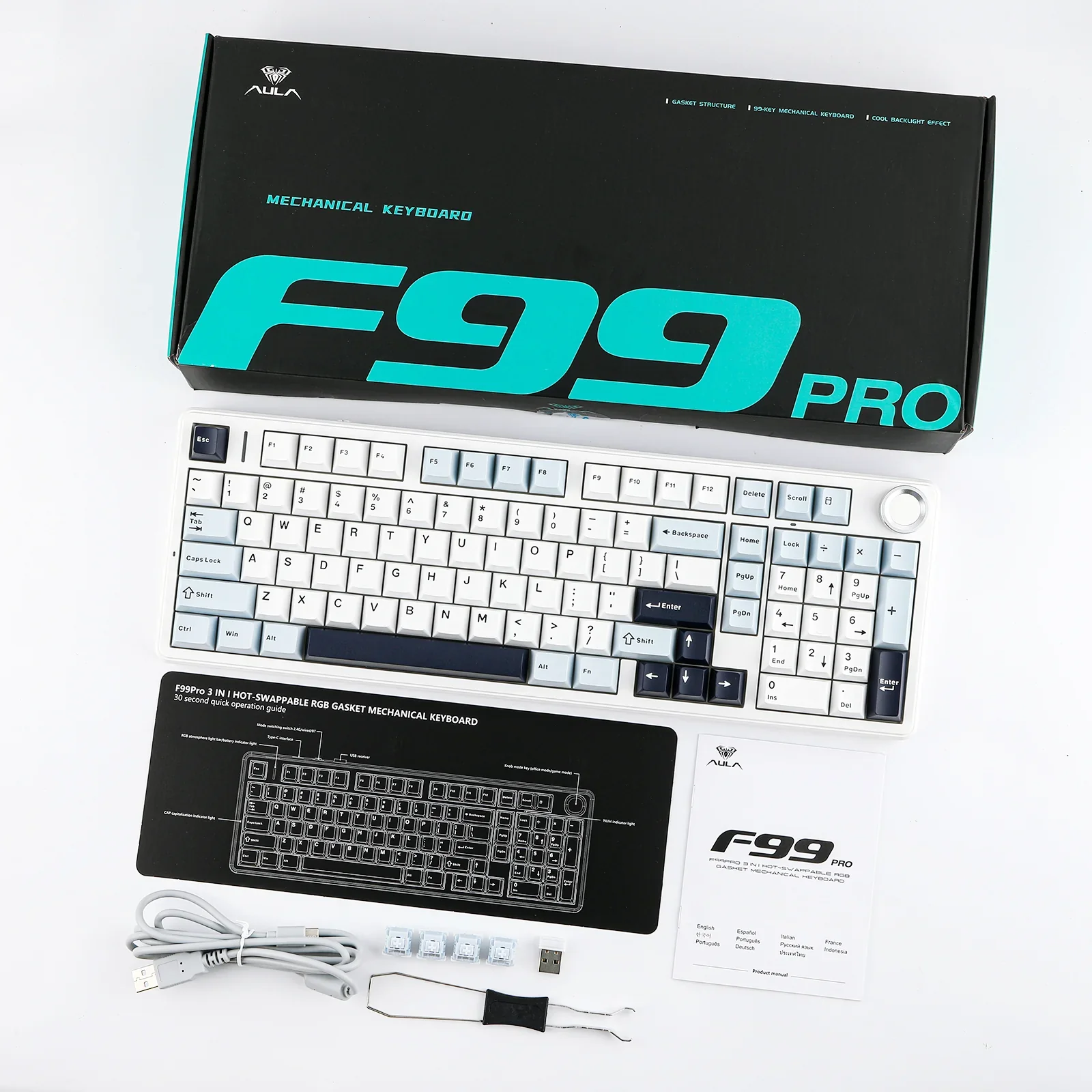 AULA F99 PRO - 96% Gasket Wireless Mechanical Keyboard - Image 6