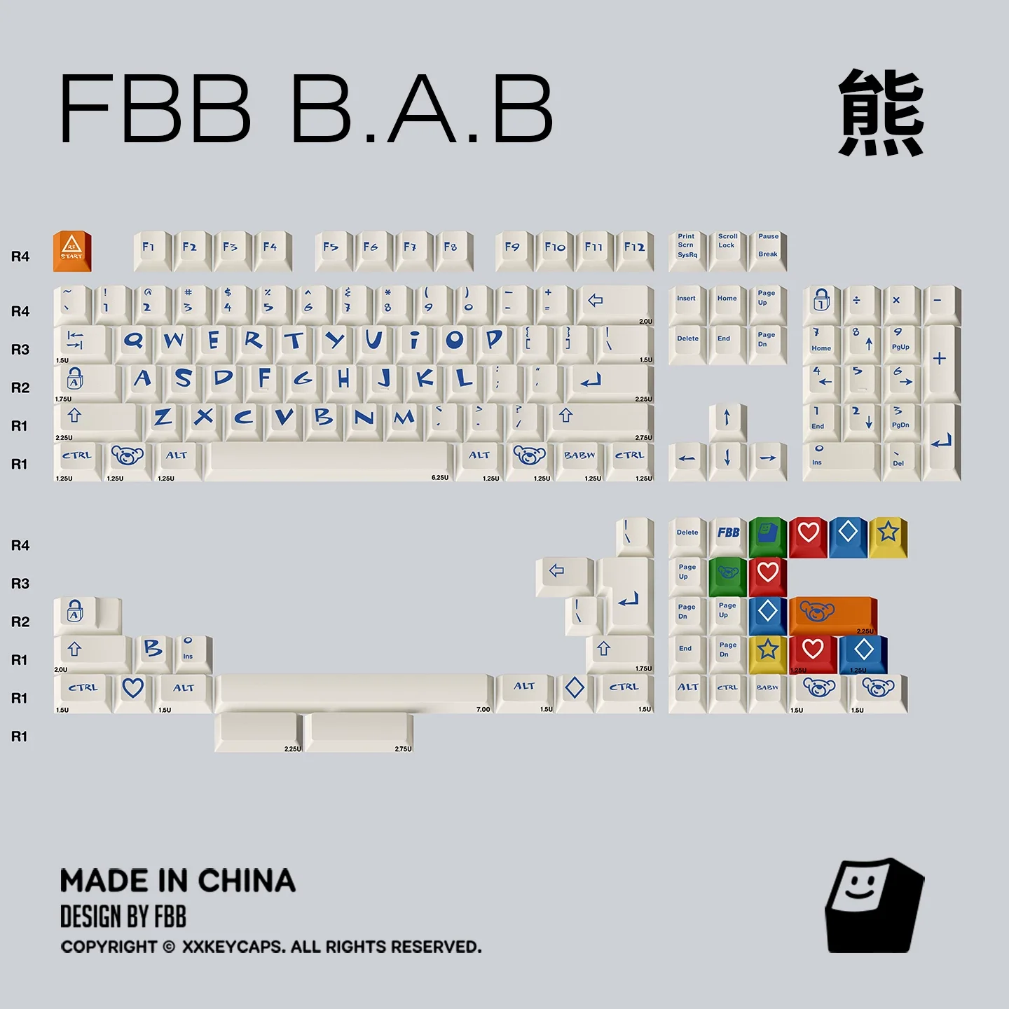 FBB - Bear Retro PBT ANSI/ISO Keycap Set - Image 6