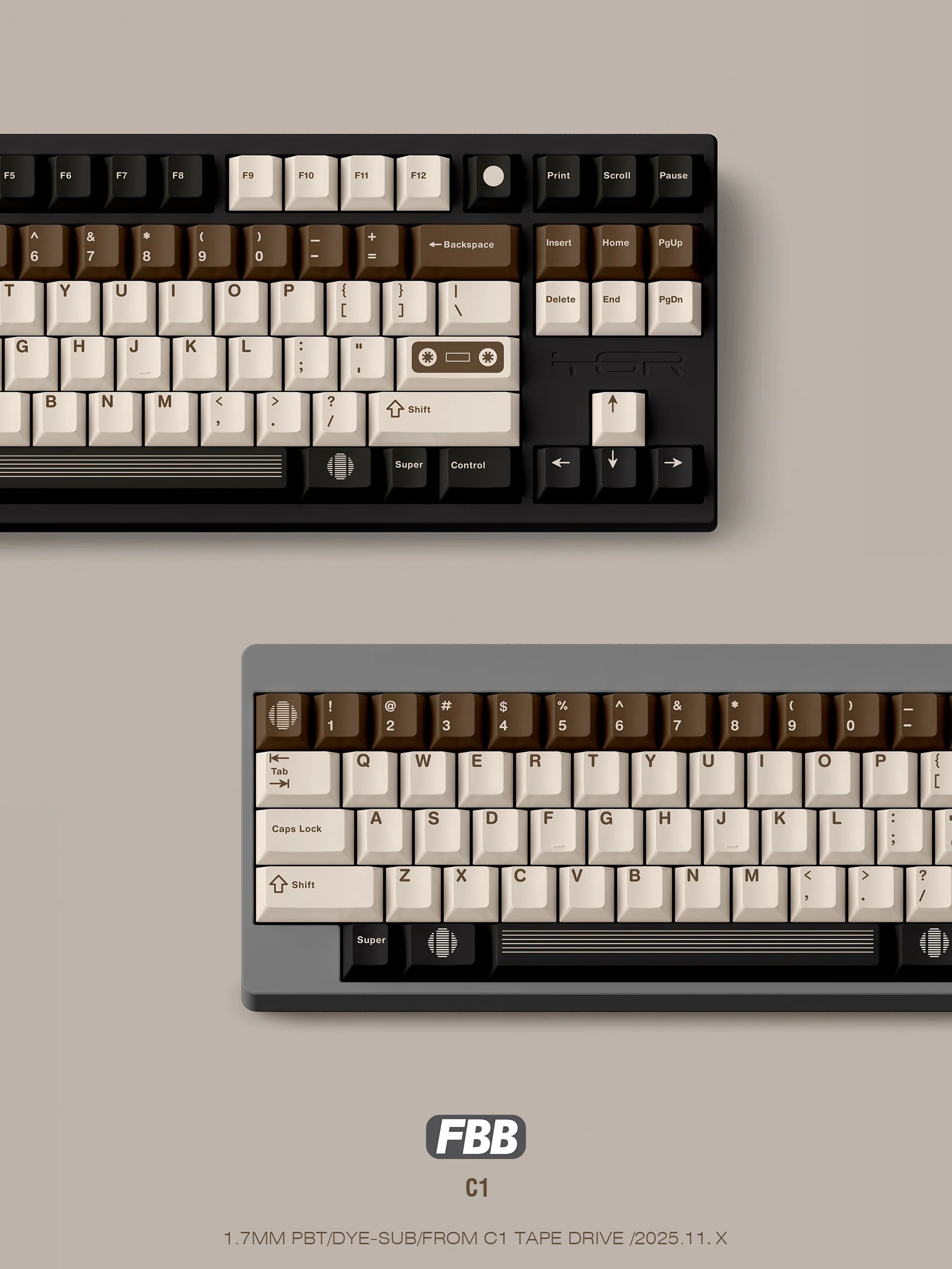 FBB - C1 Retro Tape Coffee Brown Original Keycap Set - Image 4