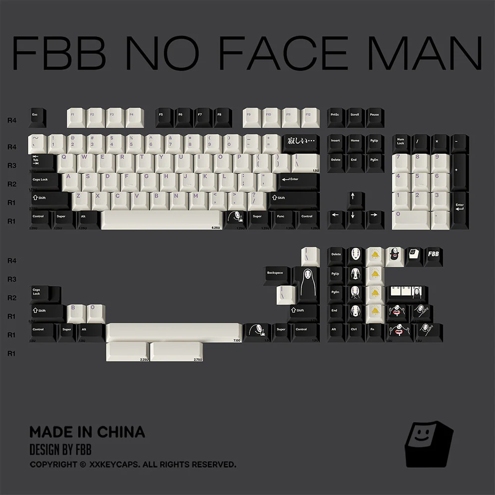 FBB - Faceless Man Black and White ANSI/ISO Keycap Set - Image 6