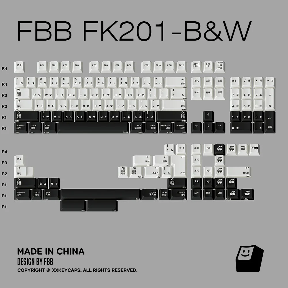 FBB - FK201 Retro Style PBT ANSI/ISO Keycap Set – Japanese Katakana N9 9009 - Image 7