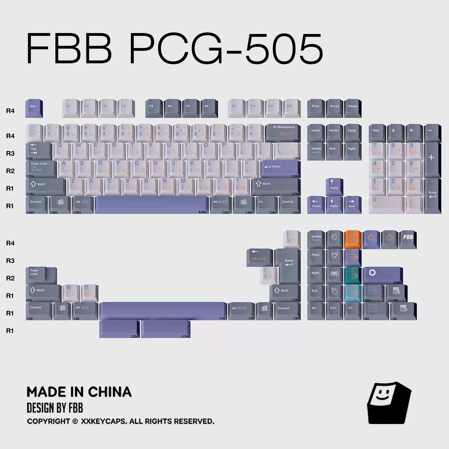 FBB - PGC 505 Retro Lavender PBT Keycap Set – 140-Key ANSI/ISO - Image 5