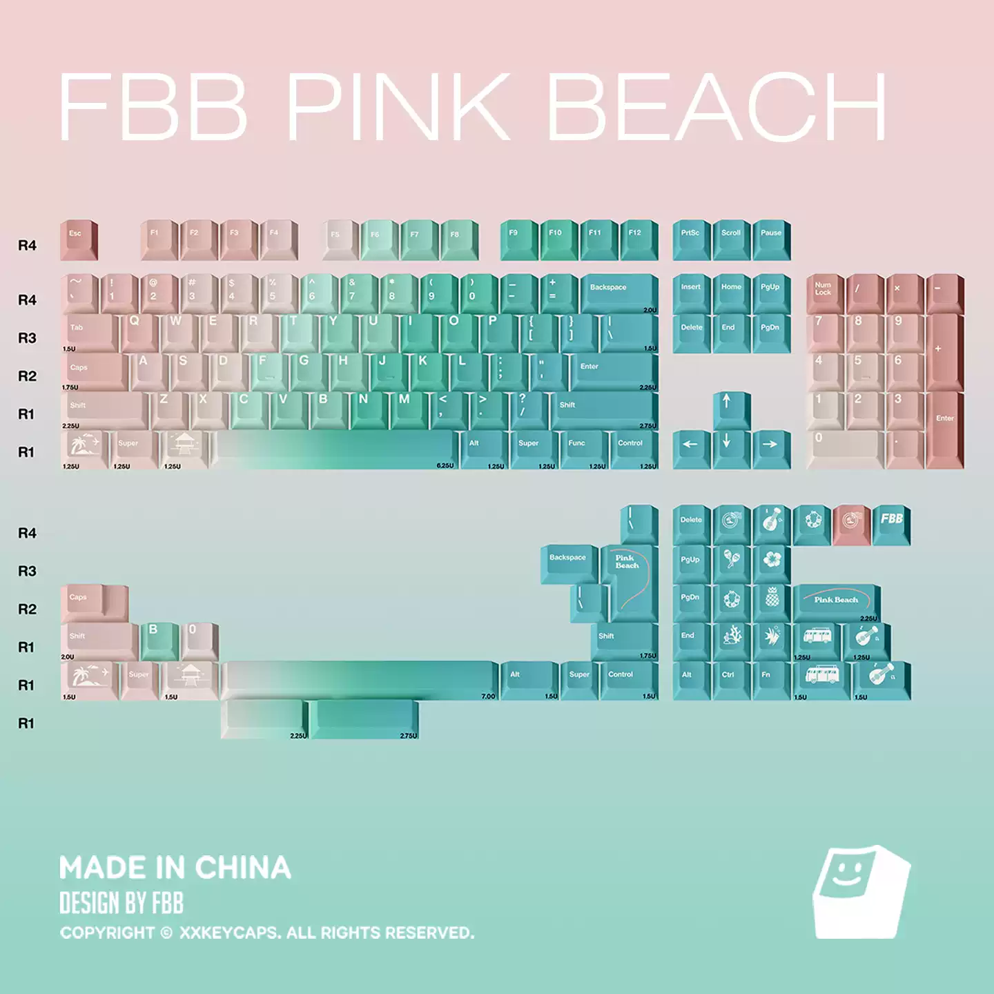 FBB - Pink Ocean PBT Five-Sided ANSI/ISO Keycap Set - Image 5