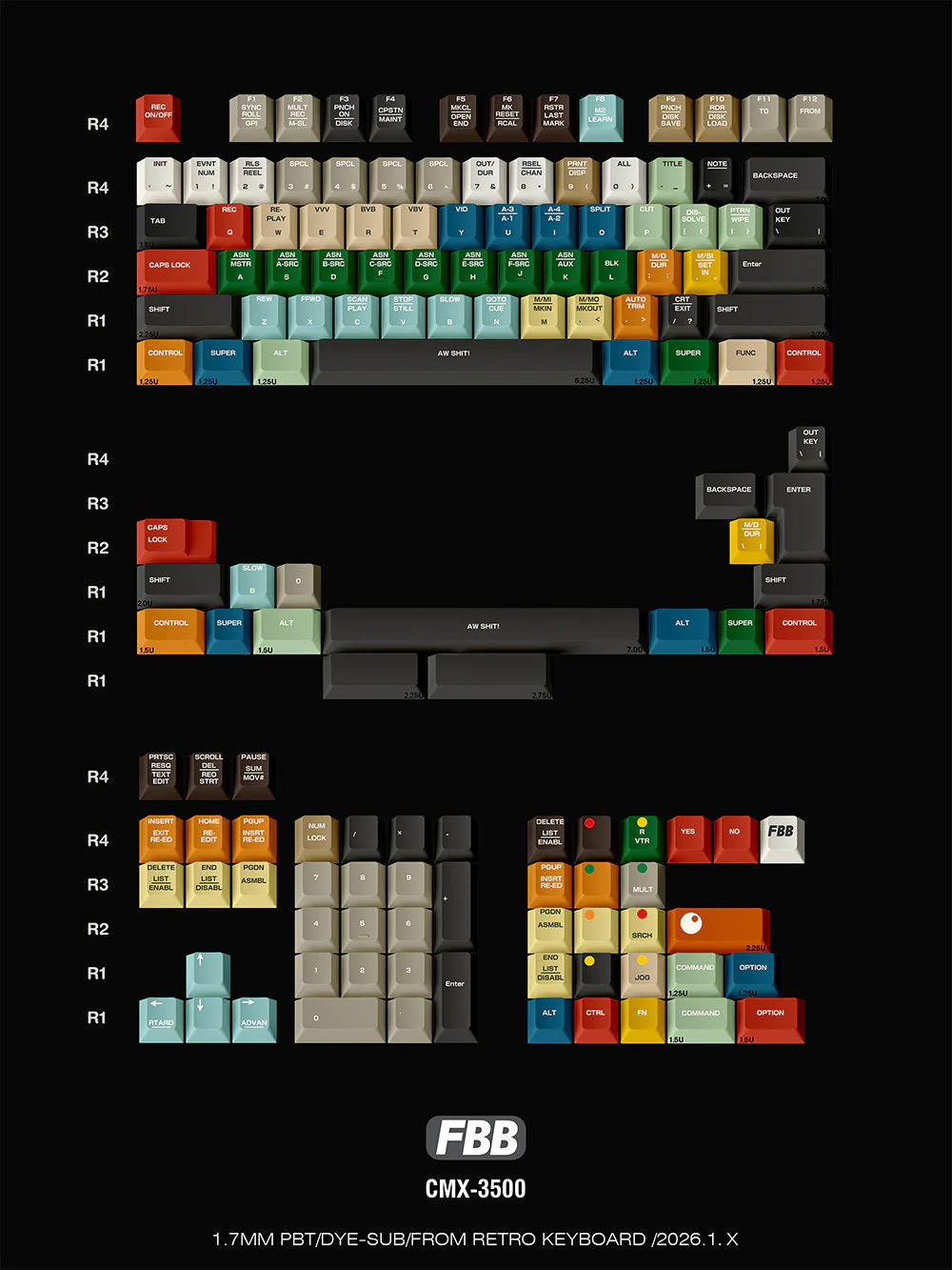 FBB - Retro CMX 3500 PBT Five-Sided ISO/ANSI Keycap Set - Image 7