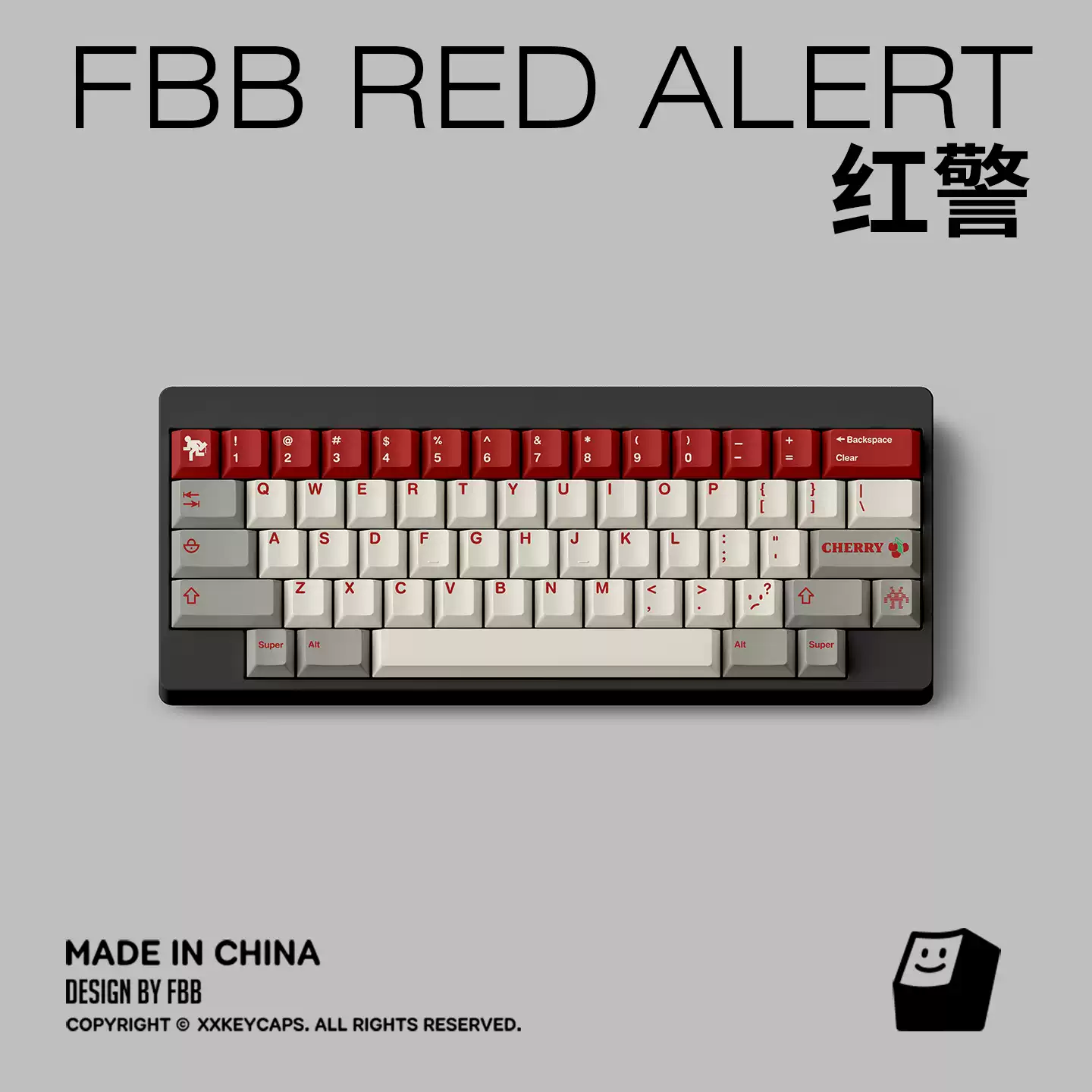 FBB - Retro Red Alert PBT ANSI/ISO Keycap Set - Image 4