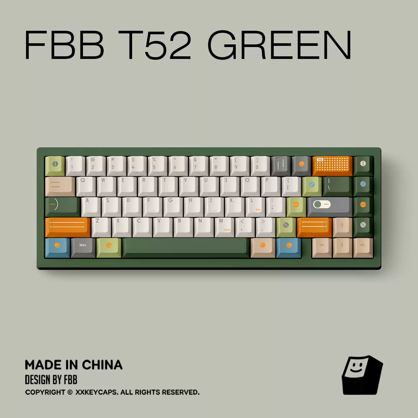 FBB - T52 Green Designer Minimalist PBT ANSI/ISO Keycap Set - Image 5