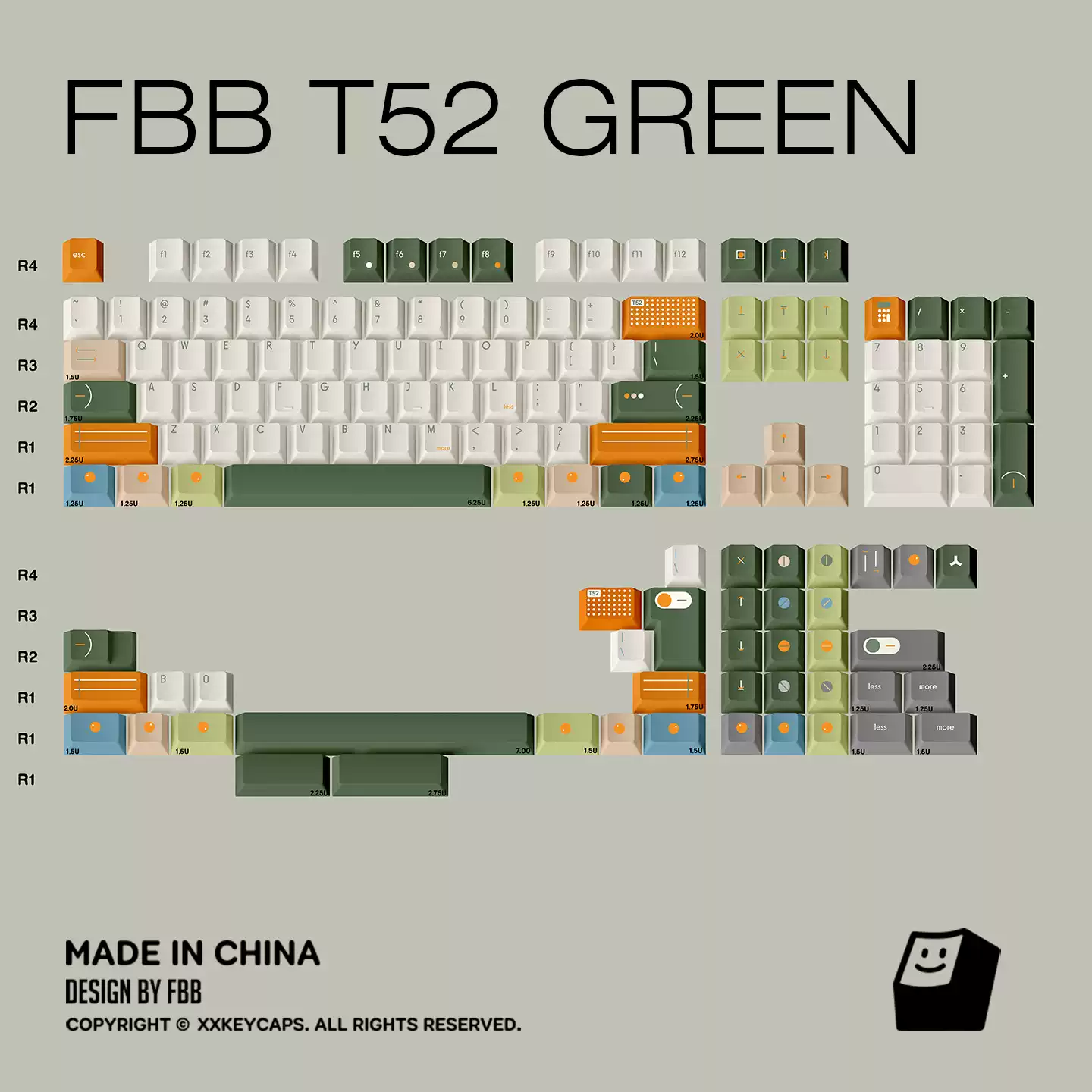 FBB - T52 Green Designer Minimalist PBT ANSI/ISO Keycap Set - Image 7