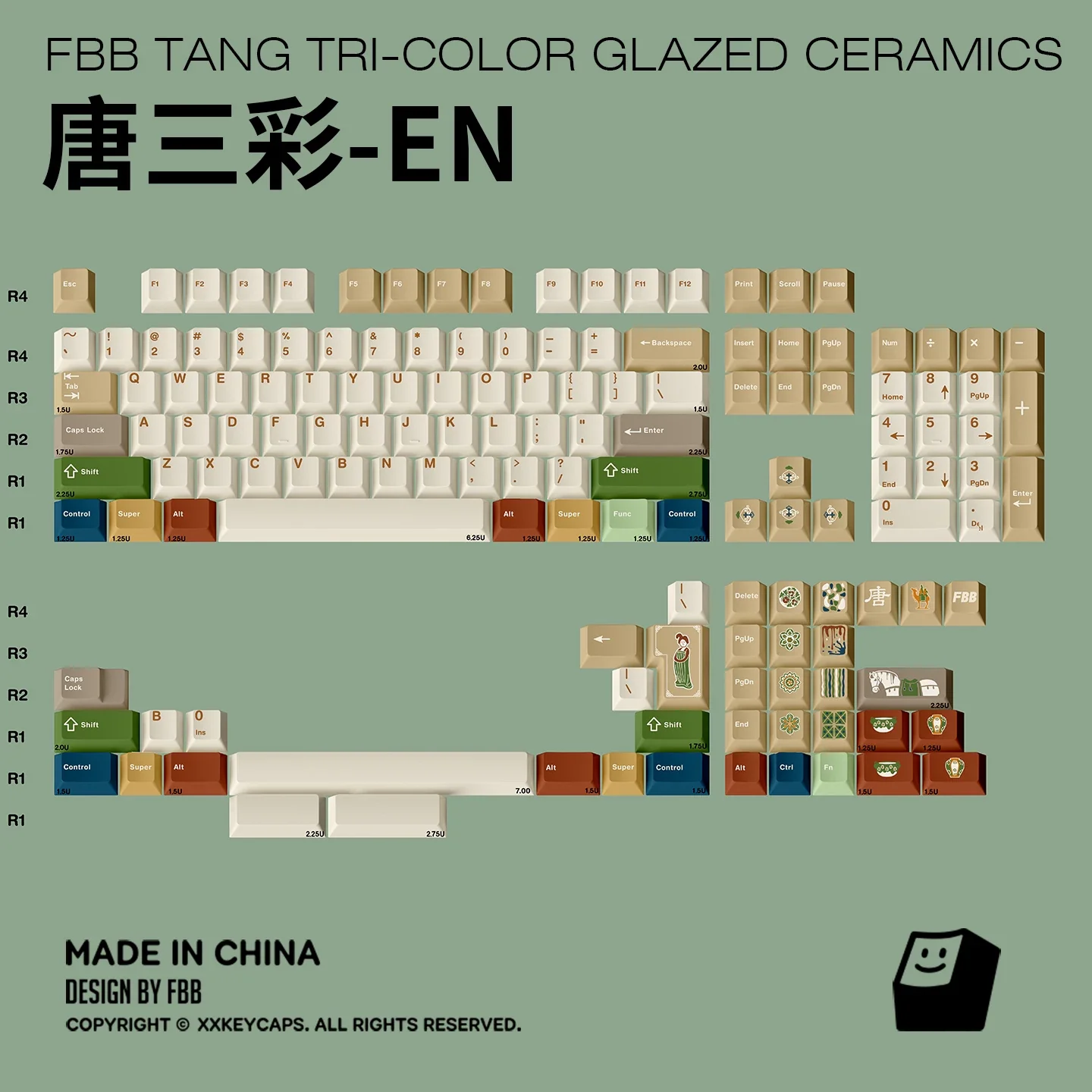 FBB - Tang Sancai Chinese Style PBT ANSI/ISO Keycap Set - Image 2