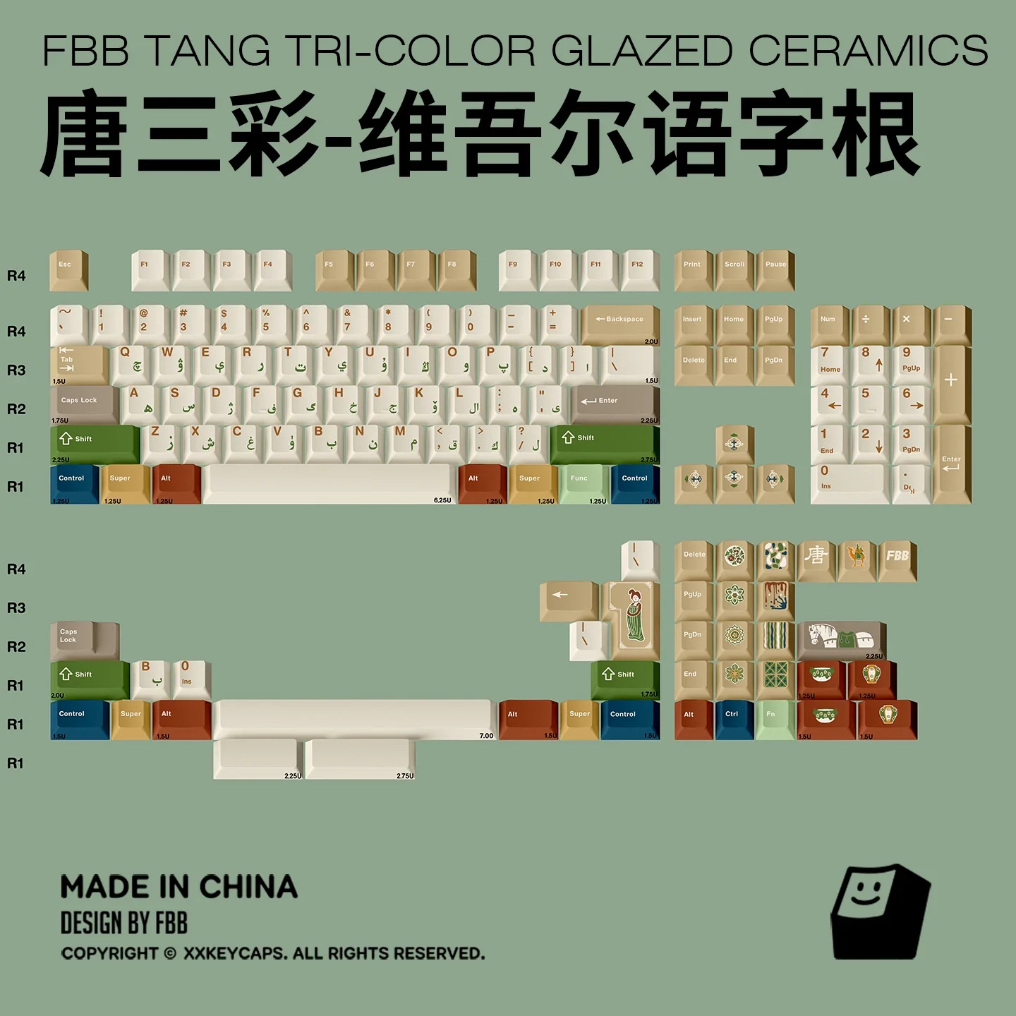FBB - Tang Sancai Chinese Style PBT ANSI/ISO Keycap Set - Image 3