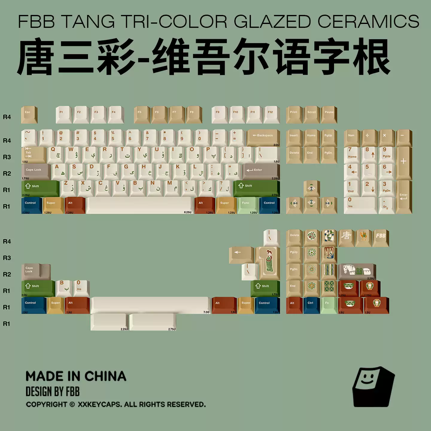 FBB - Tang Sancai Chinese Style PBT ANSI/ISO Keycap Set - Image 4