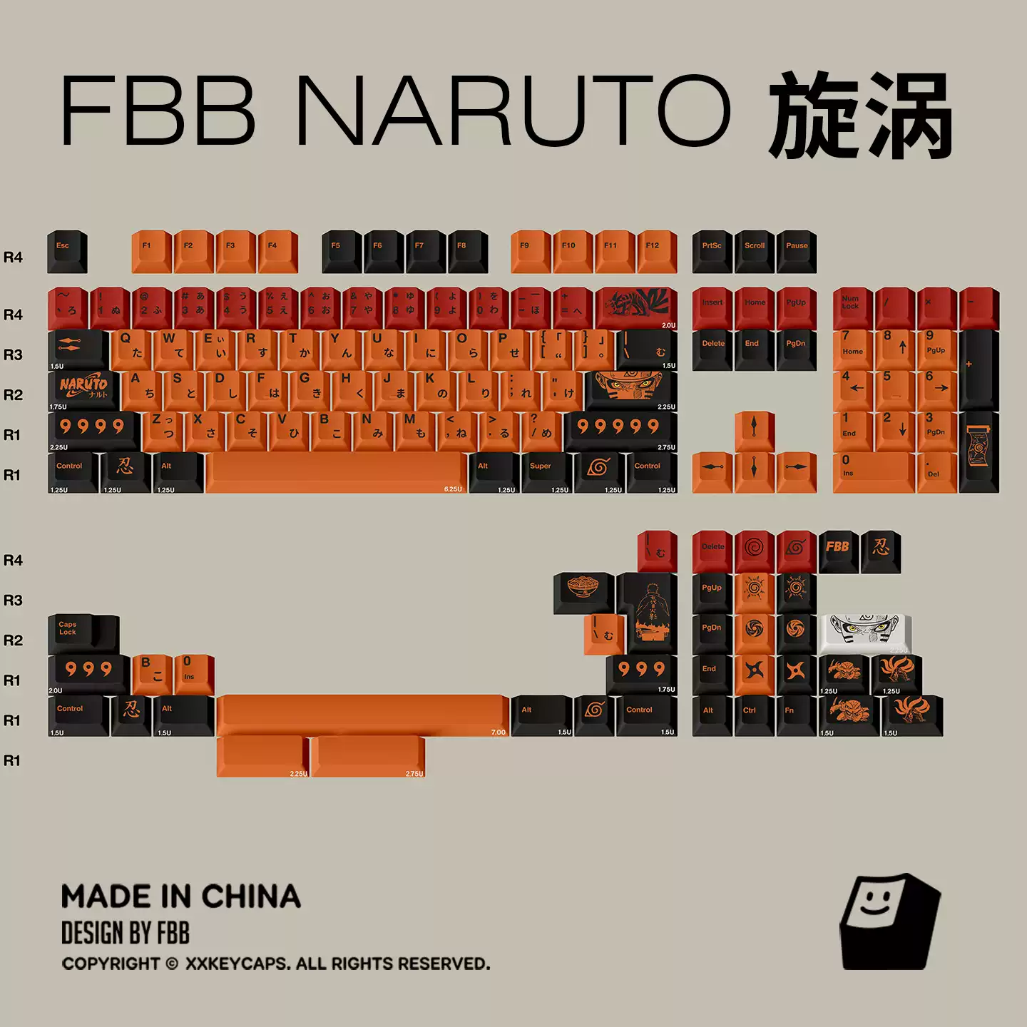 FBB - Uzumaki Naruto PBT Keycap Set – 144-Key ANSI/ISO - Image 4