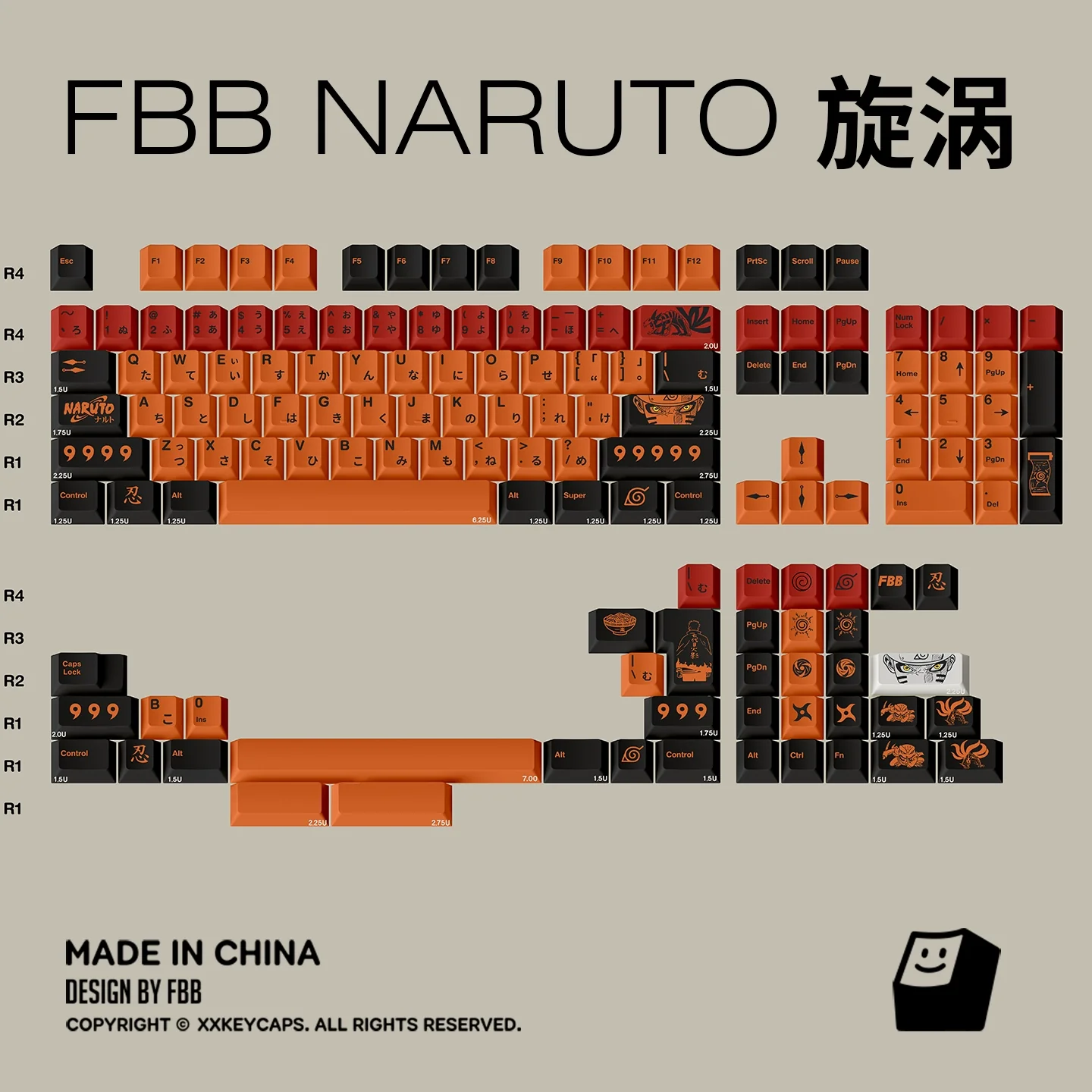 FBB - Uzumaki Naruto PBT Keycap Set – 144-Key ANSI/ISO - Image 6
