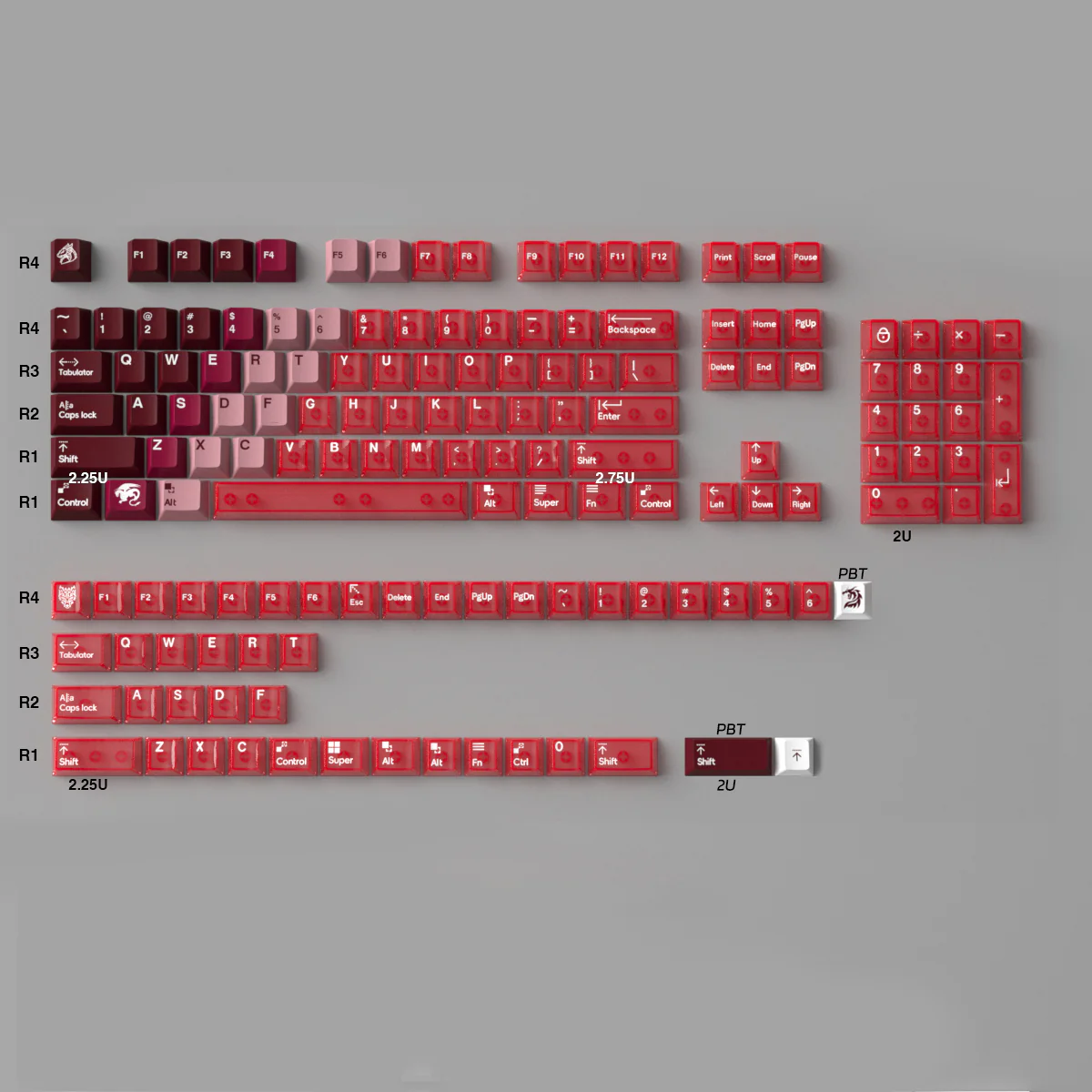Gradient - 149 PBT Sublimation & PC Transparent Hybrid Keycaps - Image 11