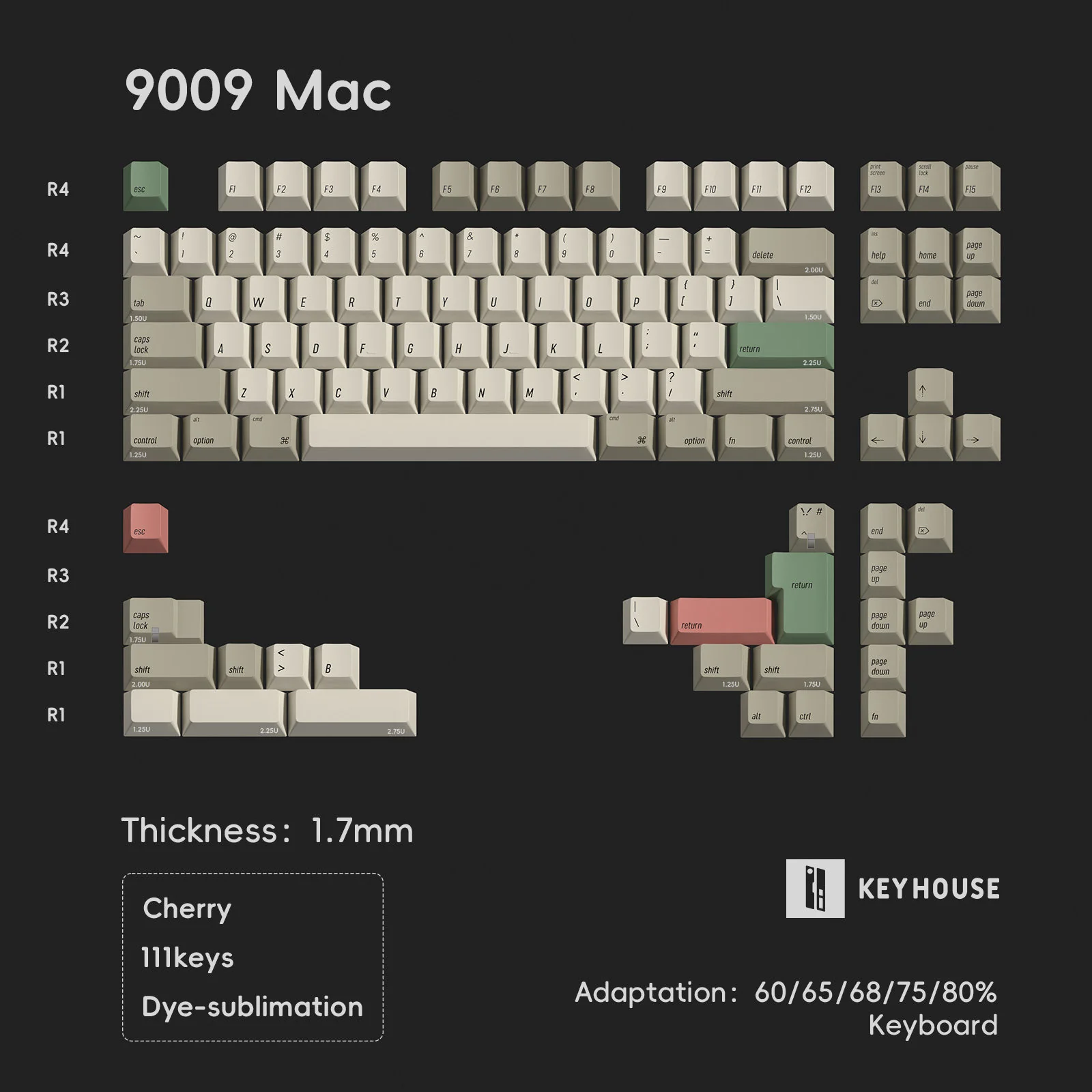 Keyhouse - 9009 Retro PBT Dye-Sub Keycaps - Image 9