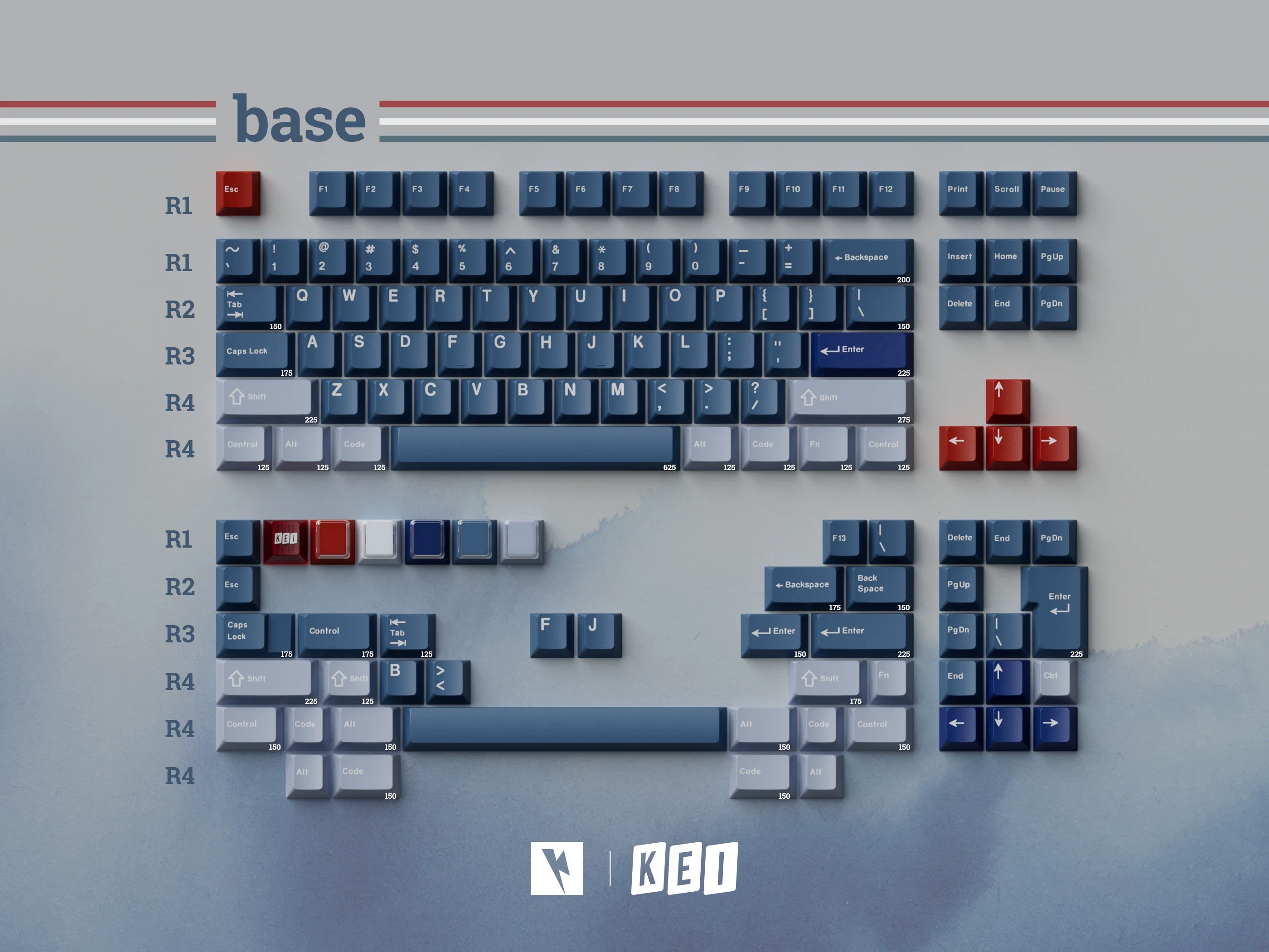 Keykobo - R-W-B ABS Double-Shot ANSI/ISO Keycap Set - Image 10