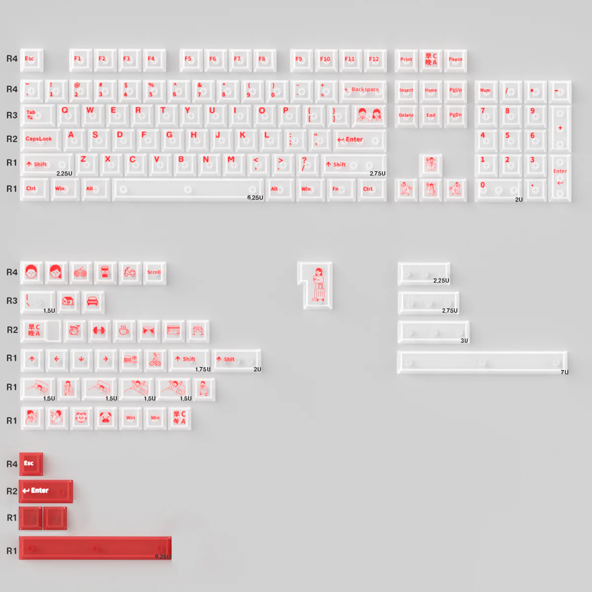 Morning C / Night A Fog-Through - 150 PC ISO/ANSI Keycap Set - Image 8