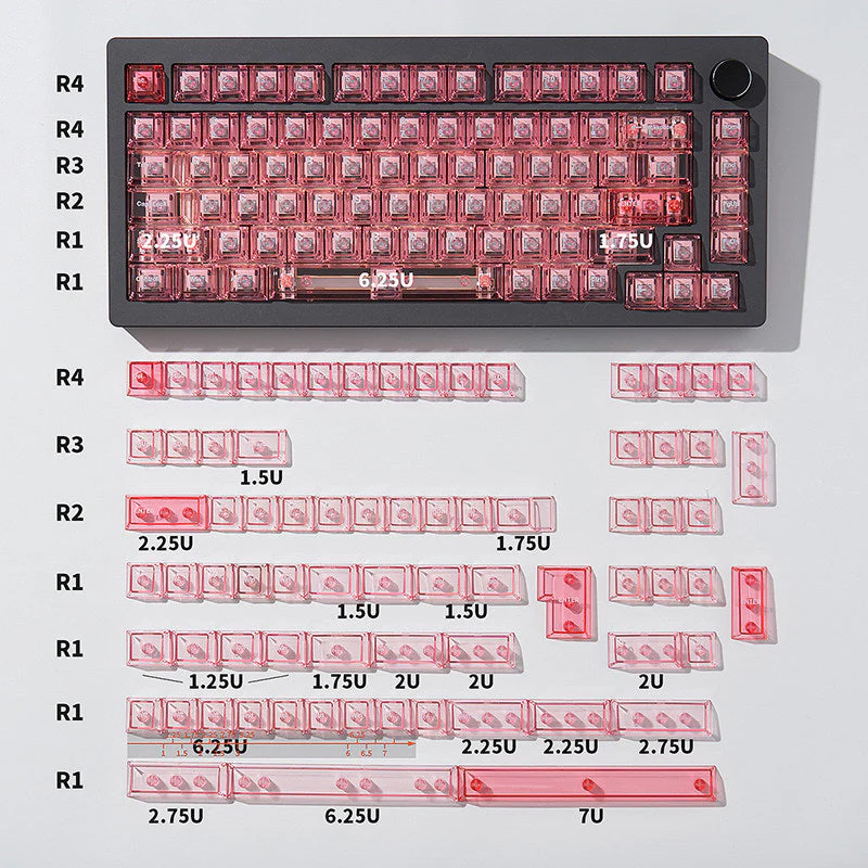 Pink Transparent Keycap Set – Cherry Profile Dye-Sub PBT Keycaps - Image 6