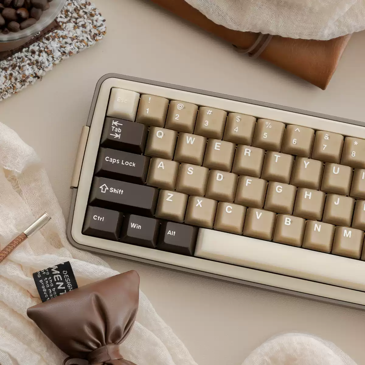 Raw Coconut Latte Semi-Transparent ANSI/ISO Keycap Set - Image 4
