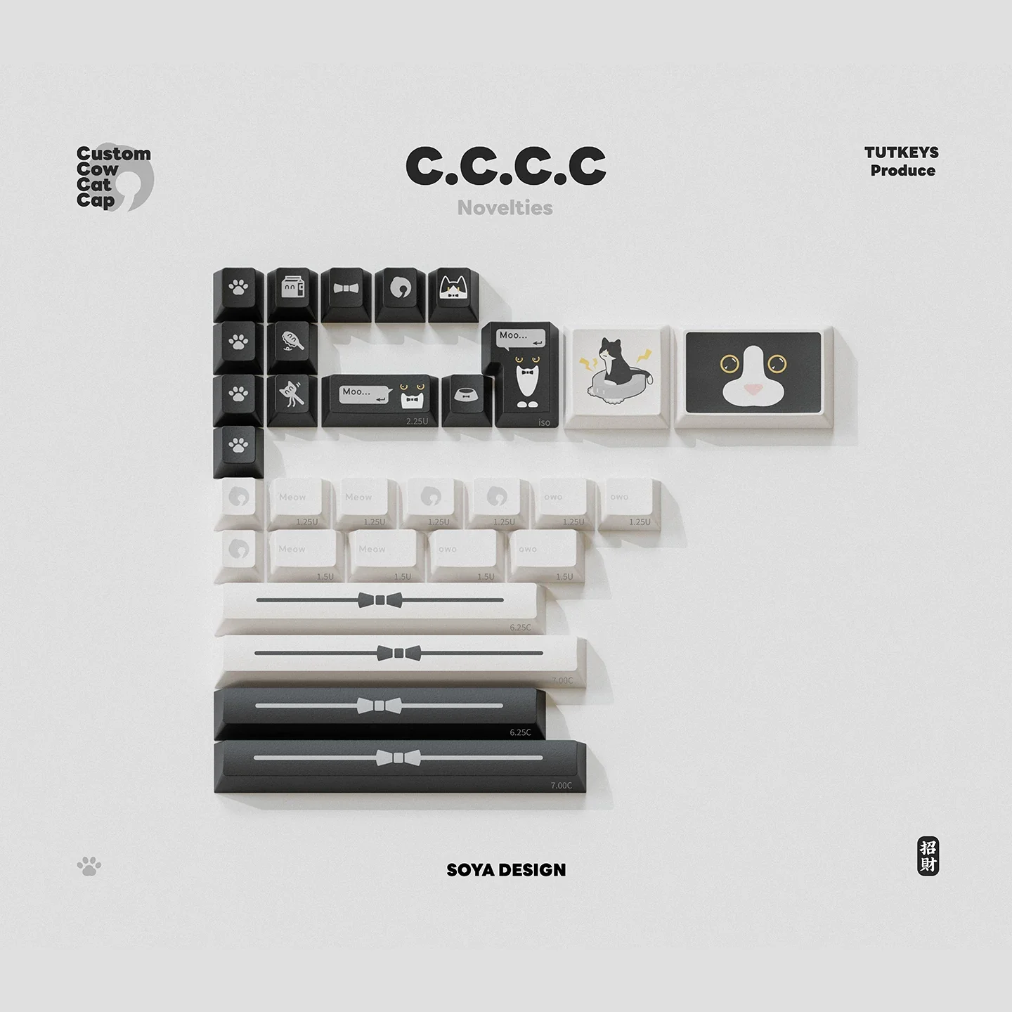 TUTKEYS & Soya - Original Black and White Dye-Sublimated PBT Keycap Set - Image 10