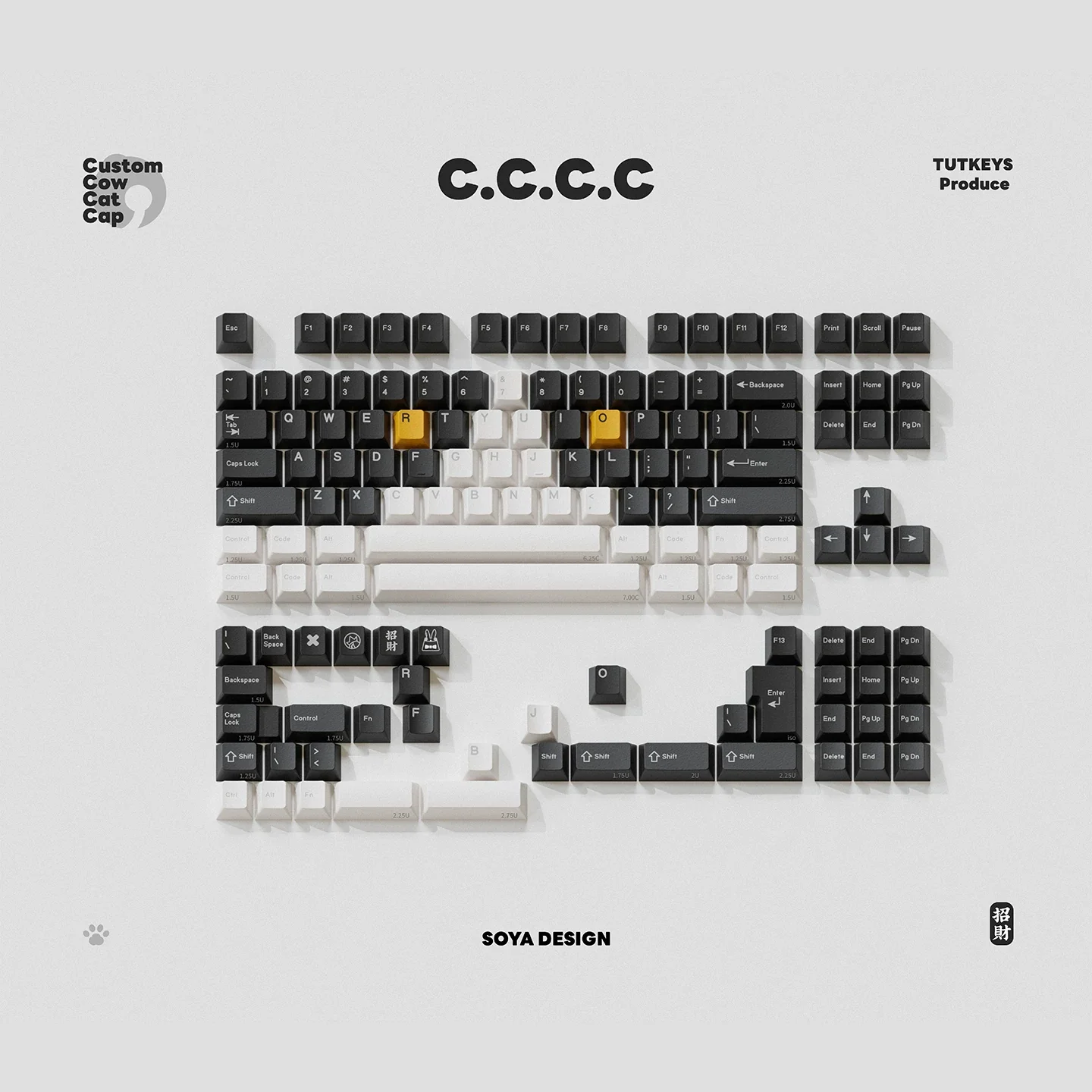 TUTKEYS & Soya - Original Black and White Dye-Sublimated PBT Keycap Set - Image 8