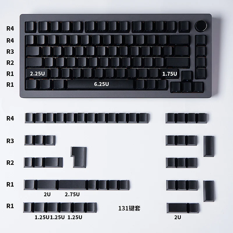 White & Black - 131-Key ISO/ANSI PBT Side-Engraved Keycap Set - Image 9