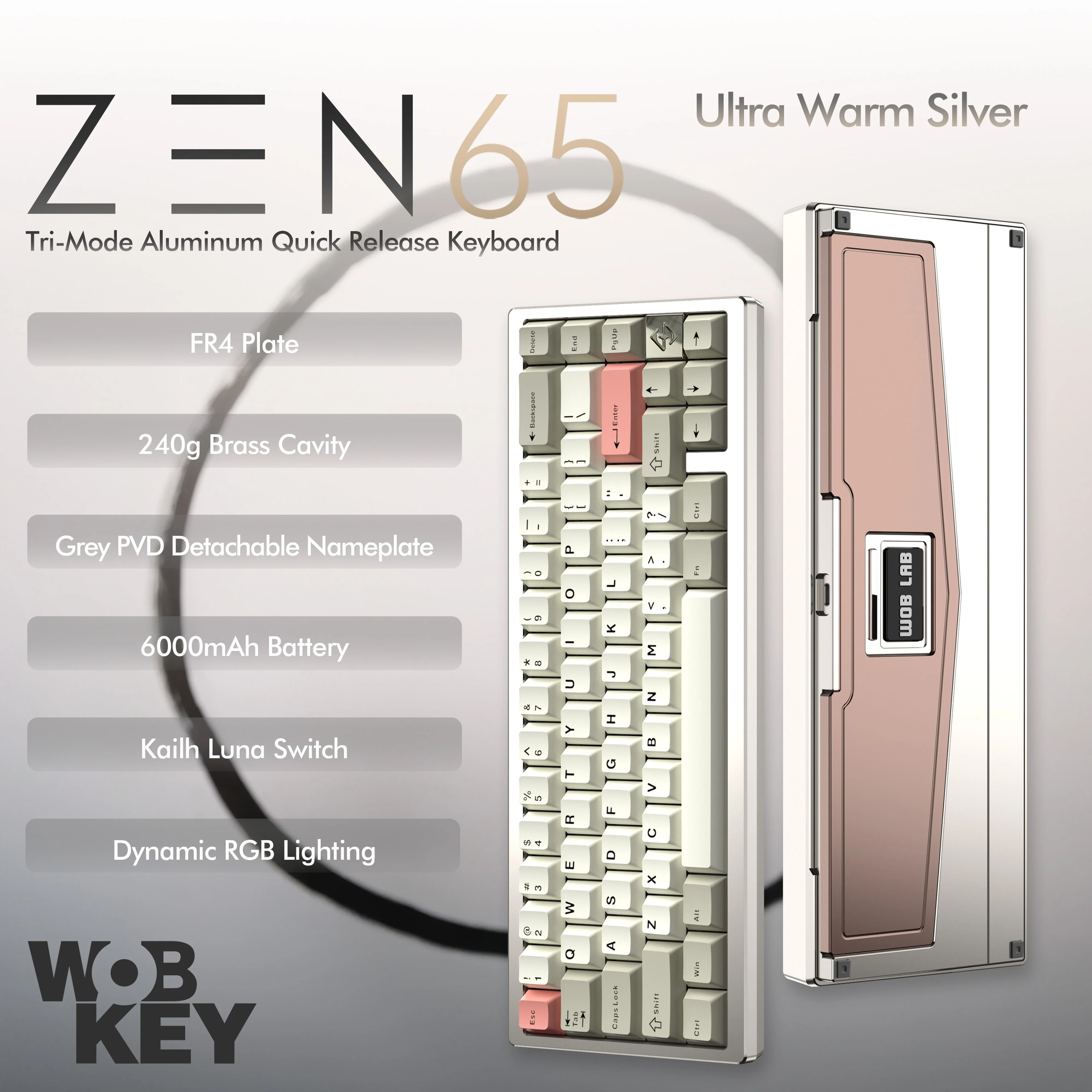 Wobkey - ZEN 65 Quick-Release Tri-Mode Mechanical Keyboard - Image 11