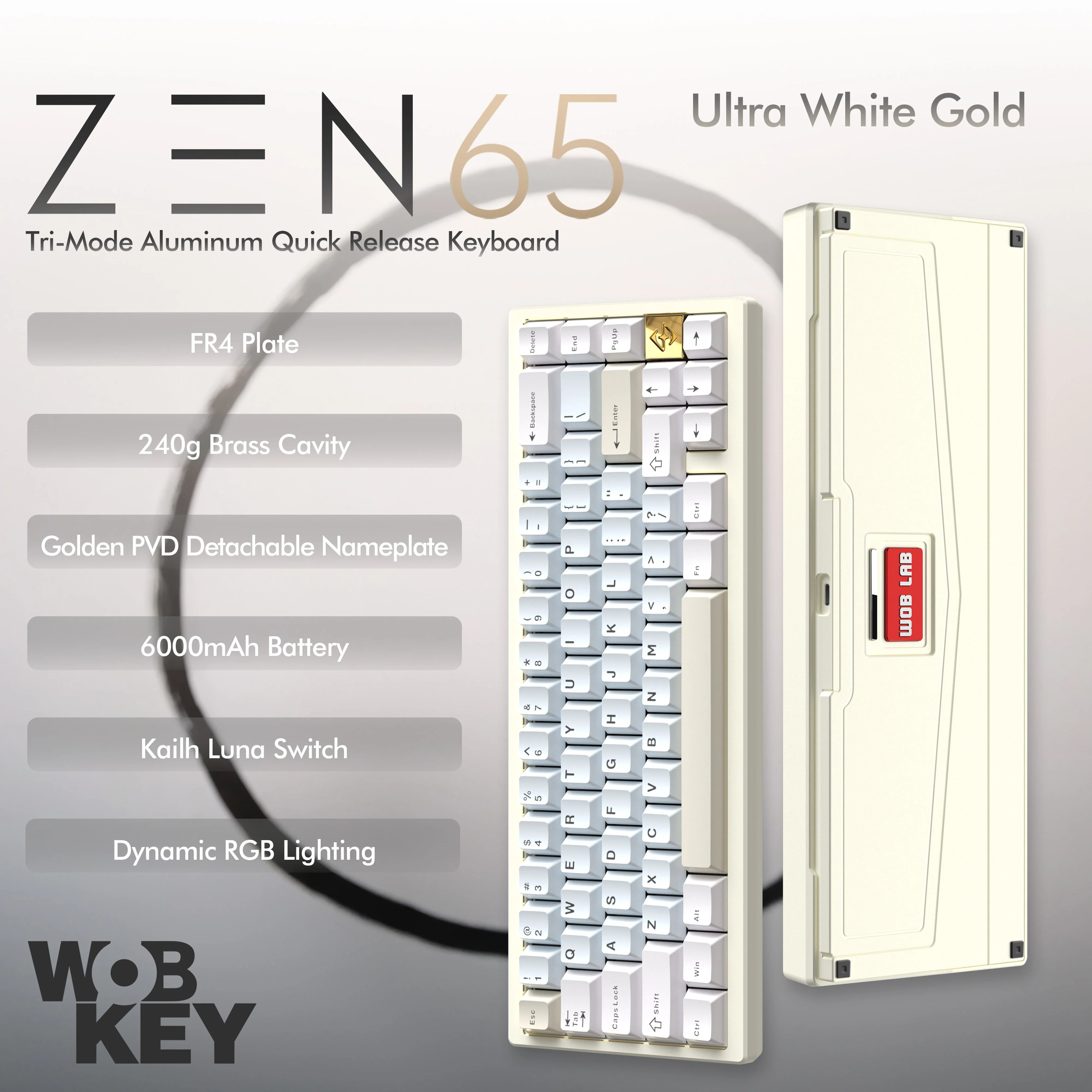 Wobkey - ZEN 65 Quick-Release Tri-Mode Mechanical Keyboard - Image 13