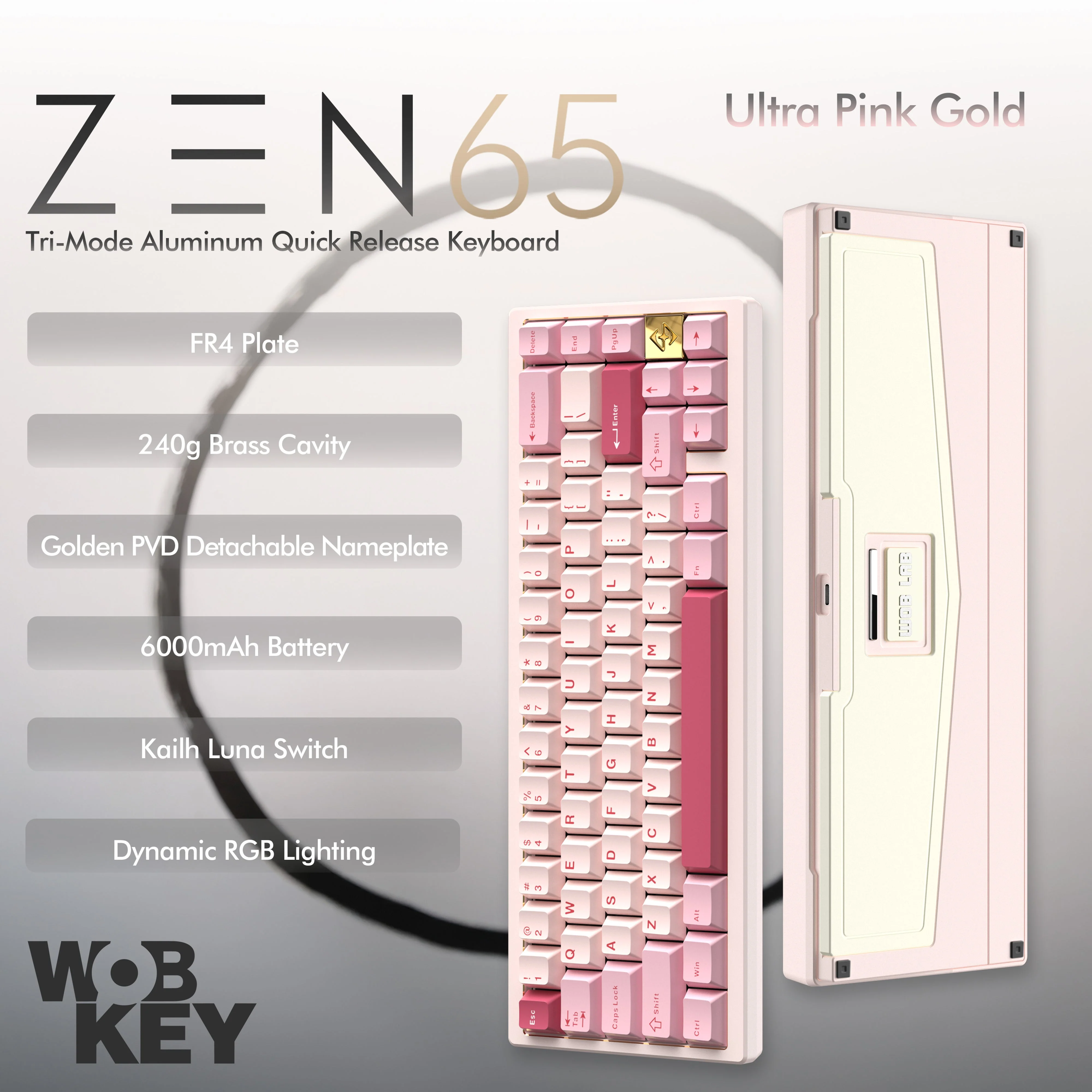 Wobkey - ZEN 65 Quick-Release Tri-Mode Mechanical Keyboard - Image 4