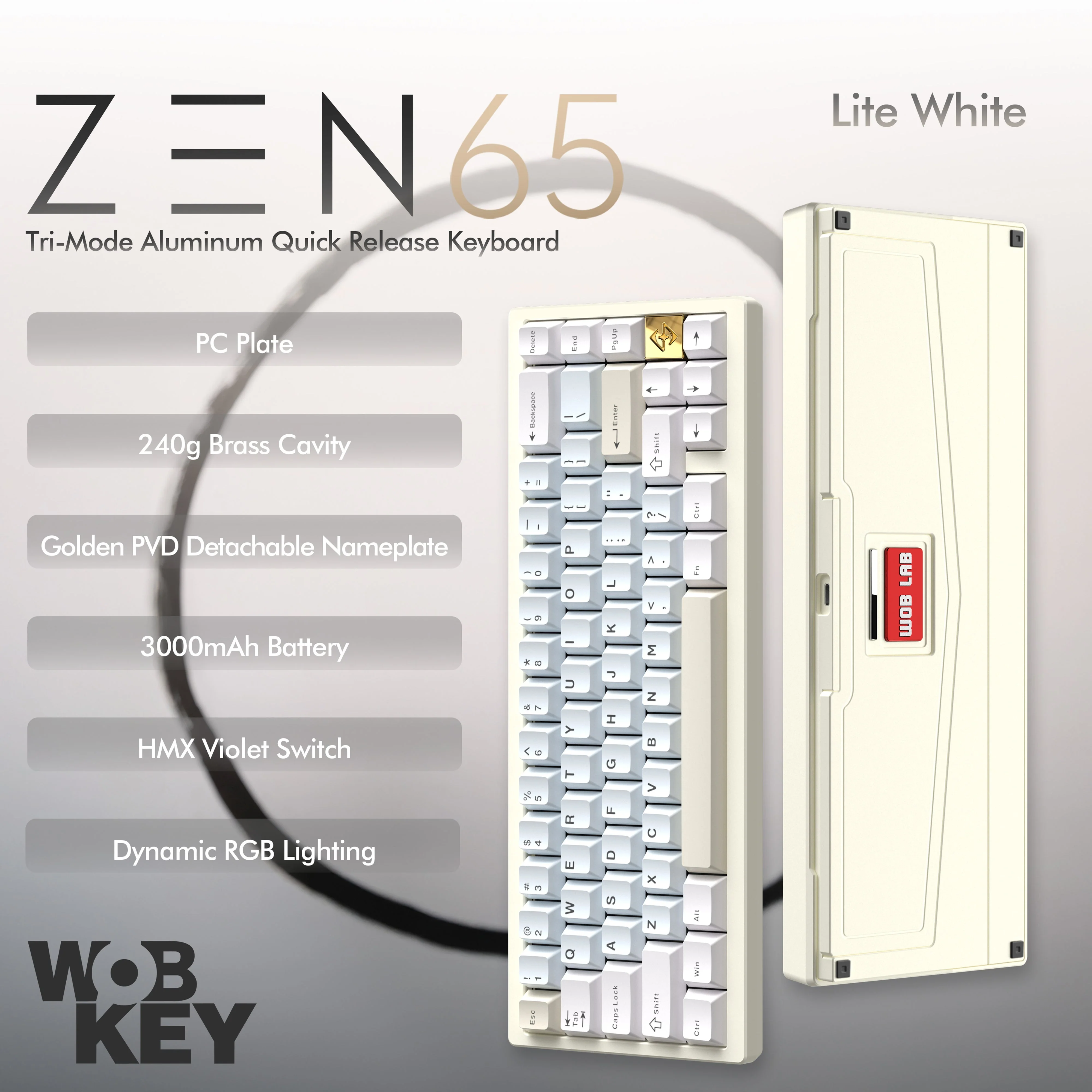 Wobkey - ZEN 65 Quick-Release Tri-Mode Mechanical Keyboard - Image 8