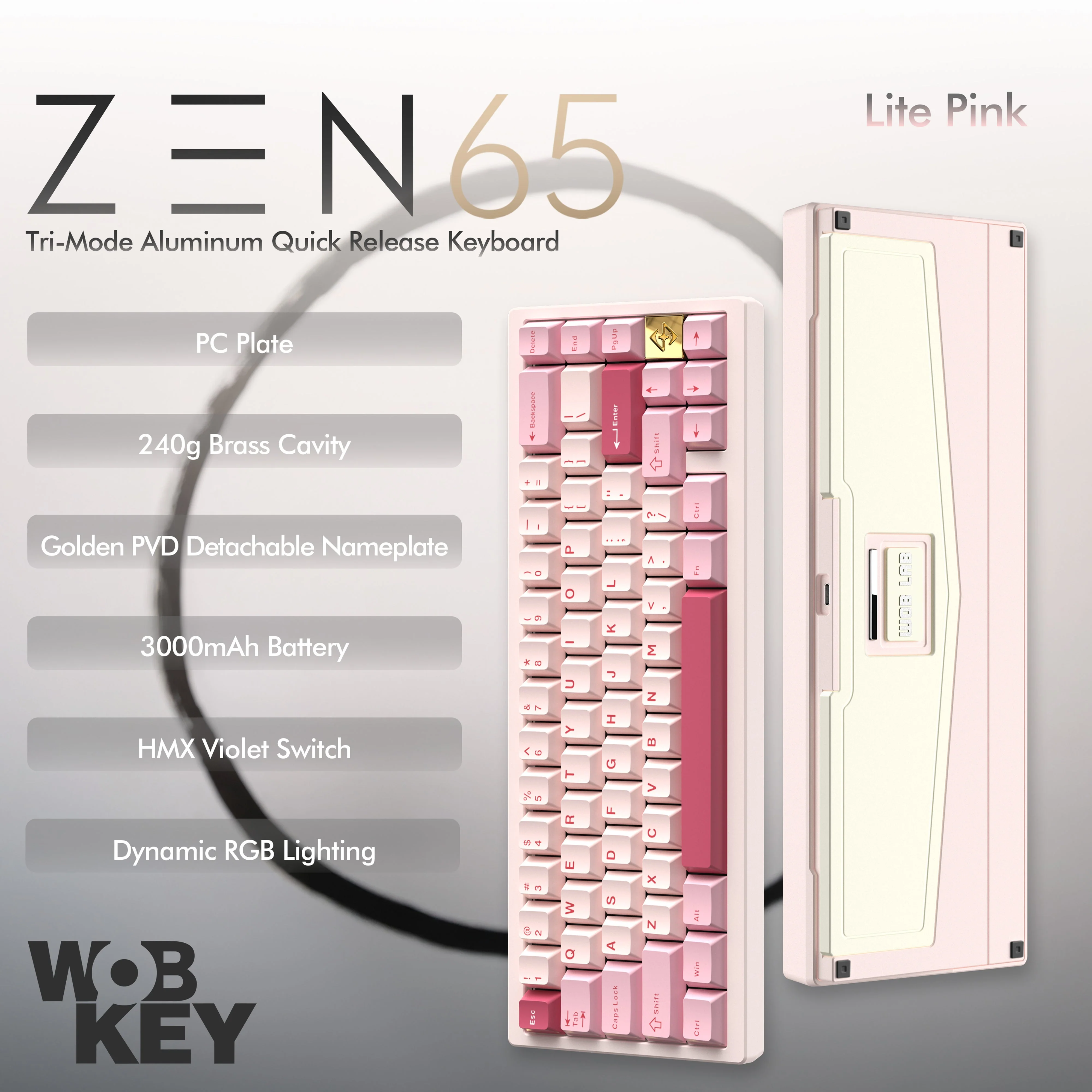 Wobkey - ZEN 65 Quick-Release Tri-Mode Mechanical Keyboard - Image 9