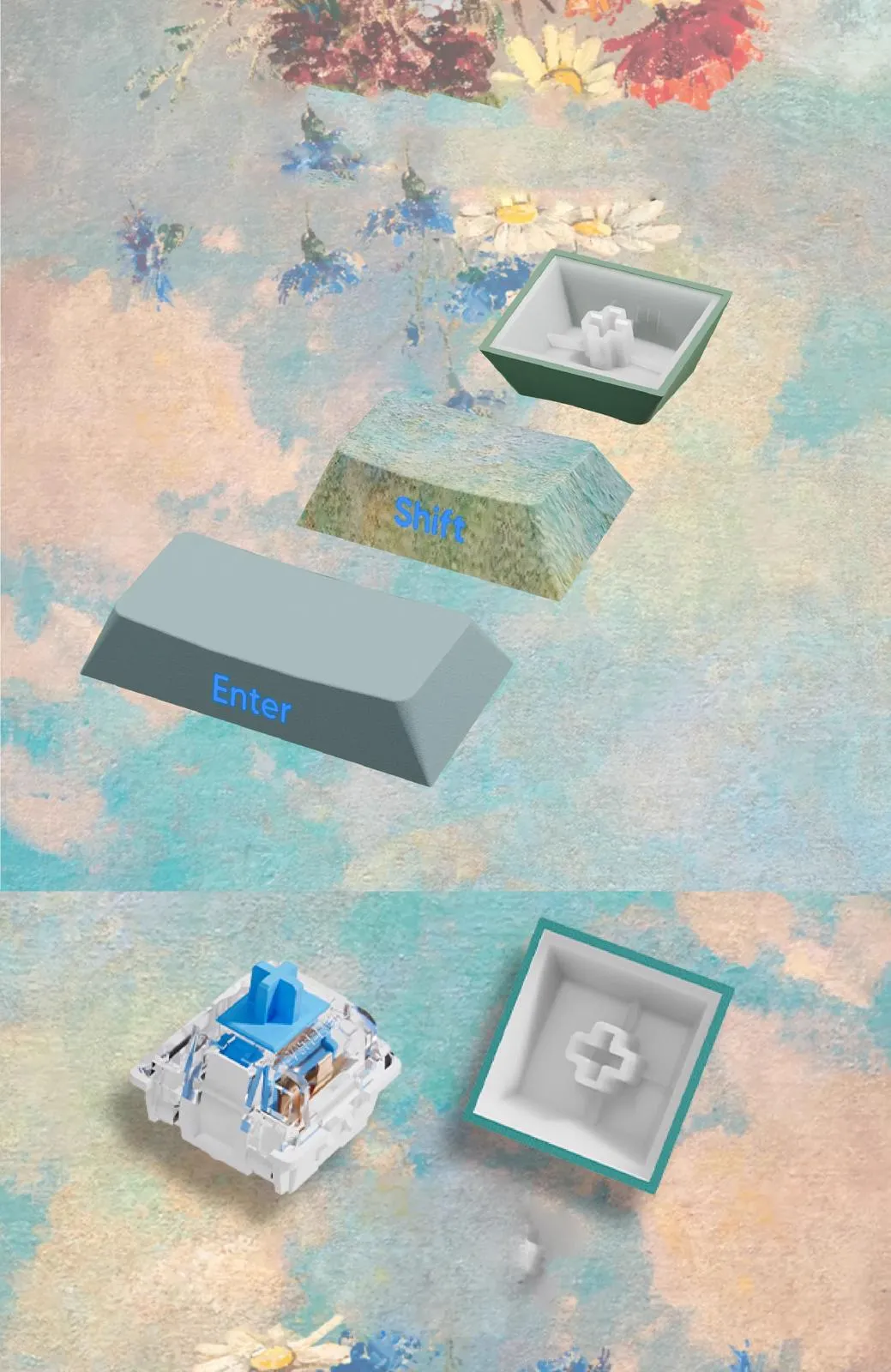 Womier - Keycaps Oil Painting Keycap Set Artistic PBT Keycaps - Image 4