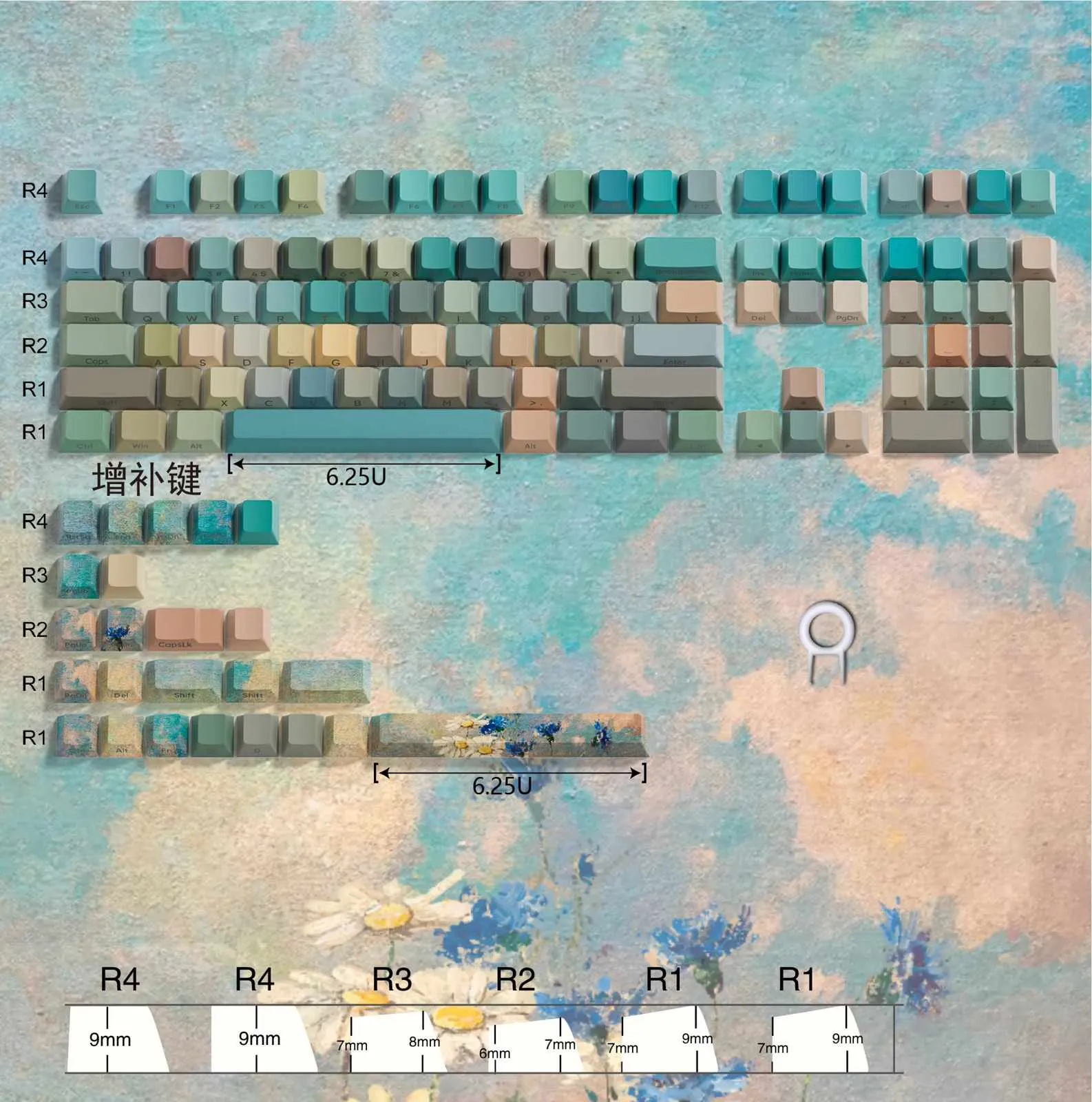 Womier - Keycaps Oil Painting Keycap Set Artistic PBT Keycaps - Image 5